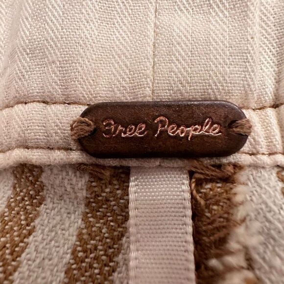 Free People Womens Frankie Pants Skinny High Waist Stripe Tan & White Size 4 - Picture 5 of 7